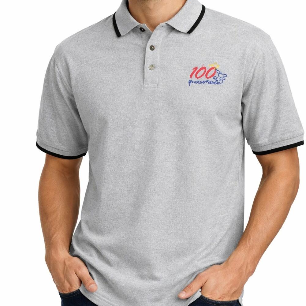 Walt Disney World Polo Shirt 100 years of Magic 2001 Vintage Pique Gray XL